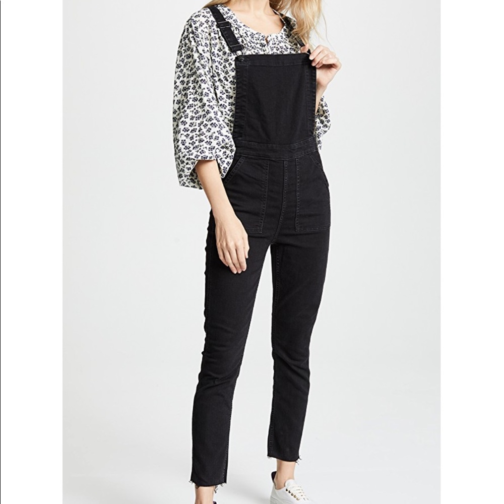 Madewell black skinny overalls